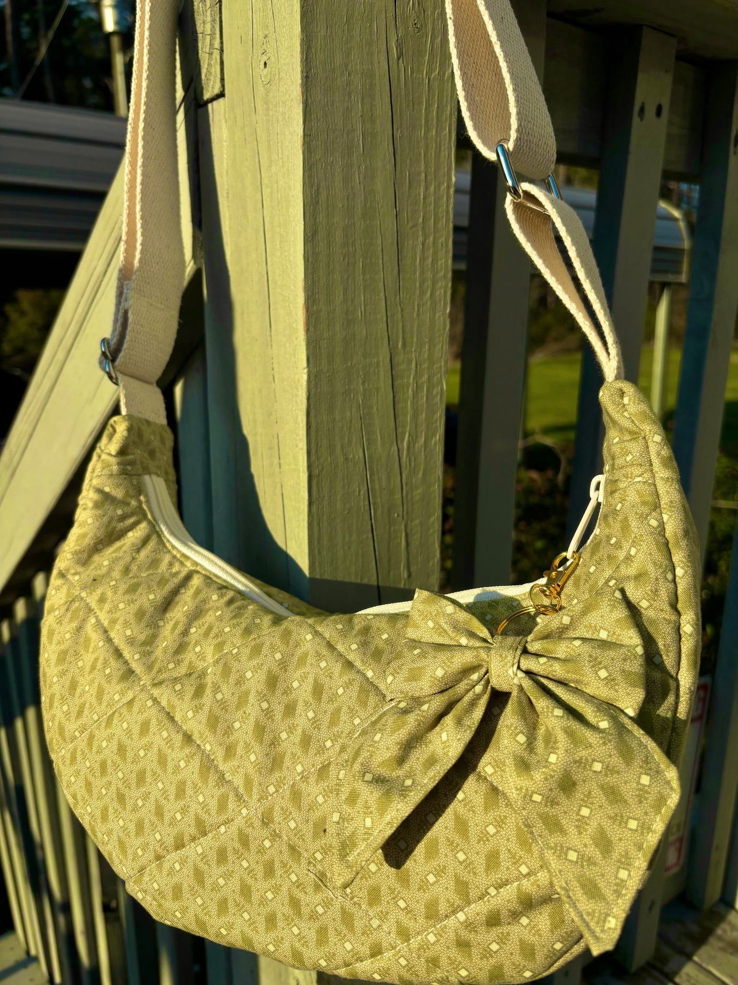 Handmade ONE OF A KIND Vintage Crescent Bag with Bag Charm