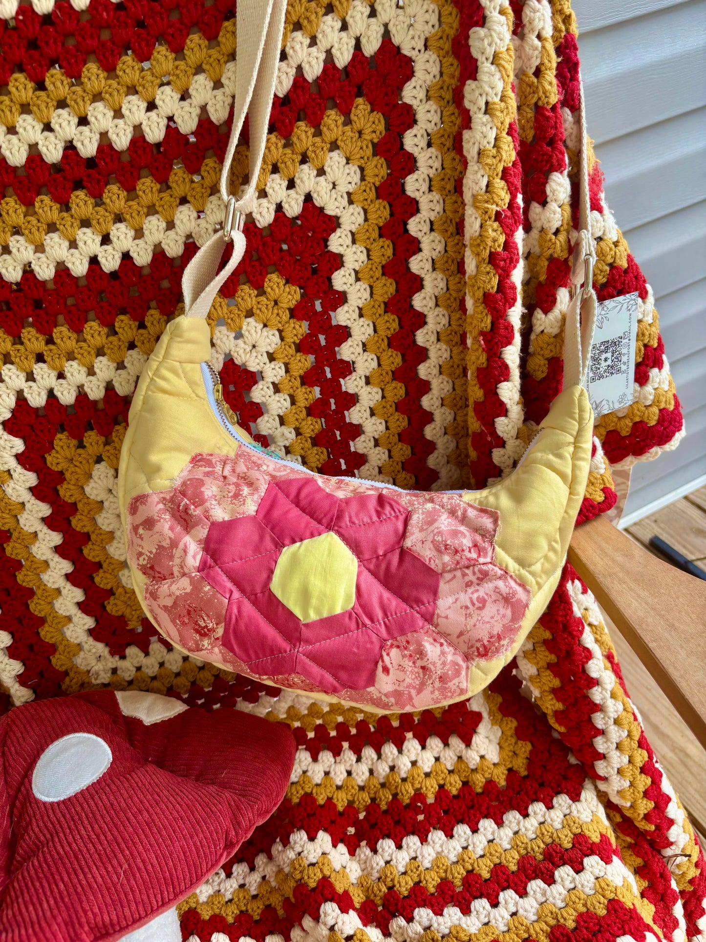 Handmade ONE OF A KIND Vintage Flower block Bag