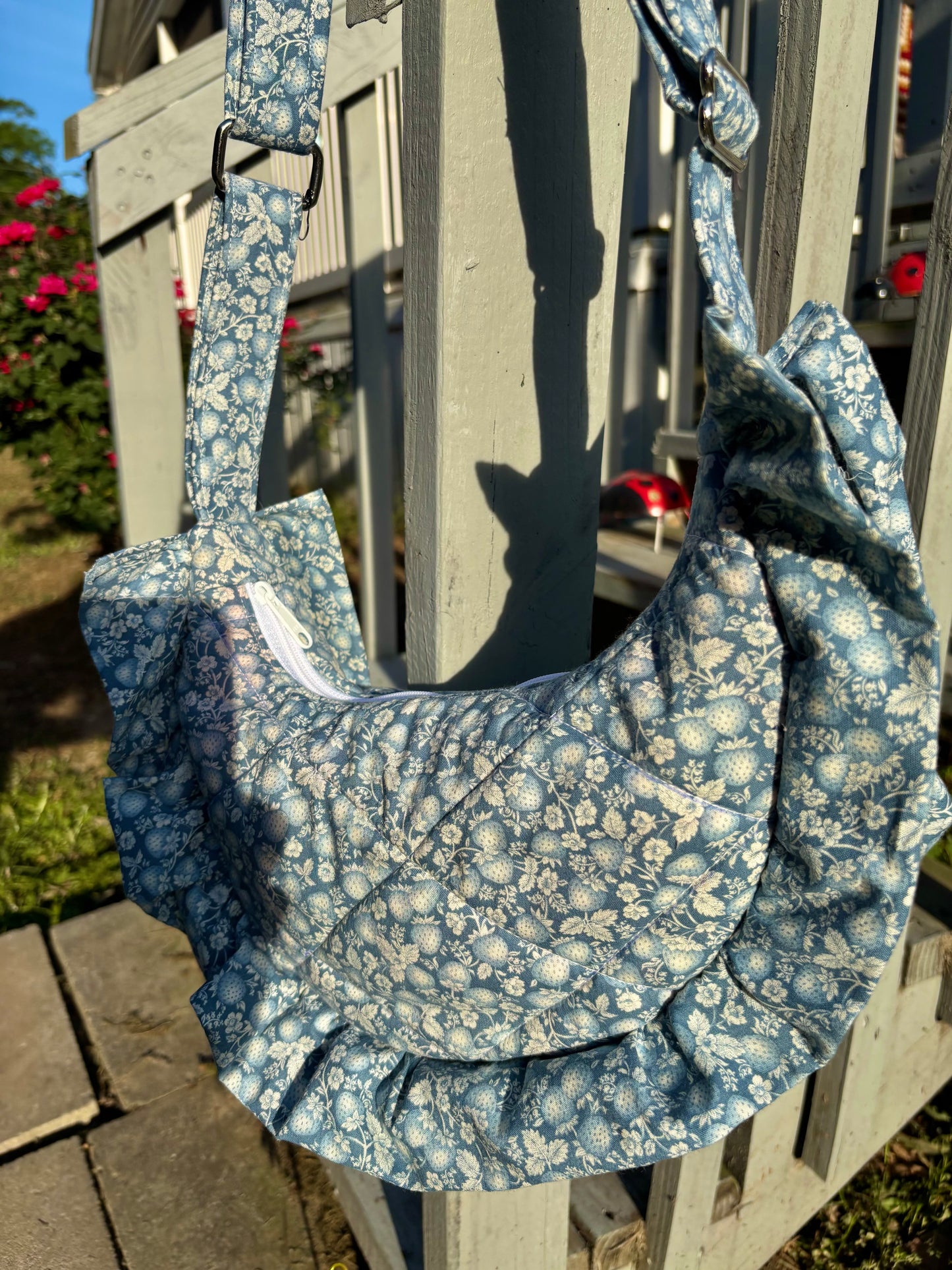 Handmade ONE OF A KIND Vintage Strawberry Crescent Bag