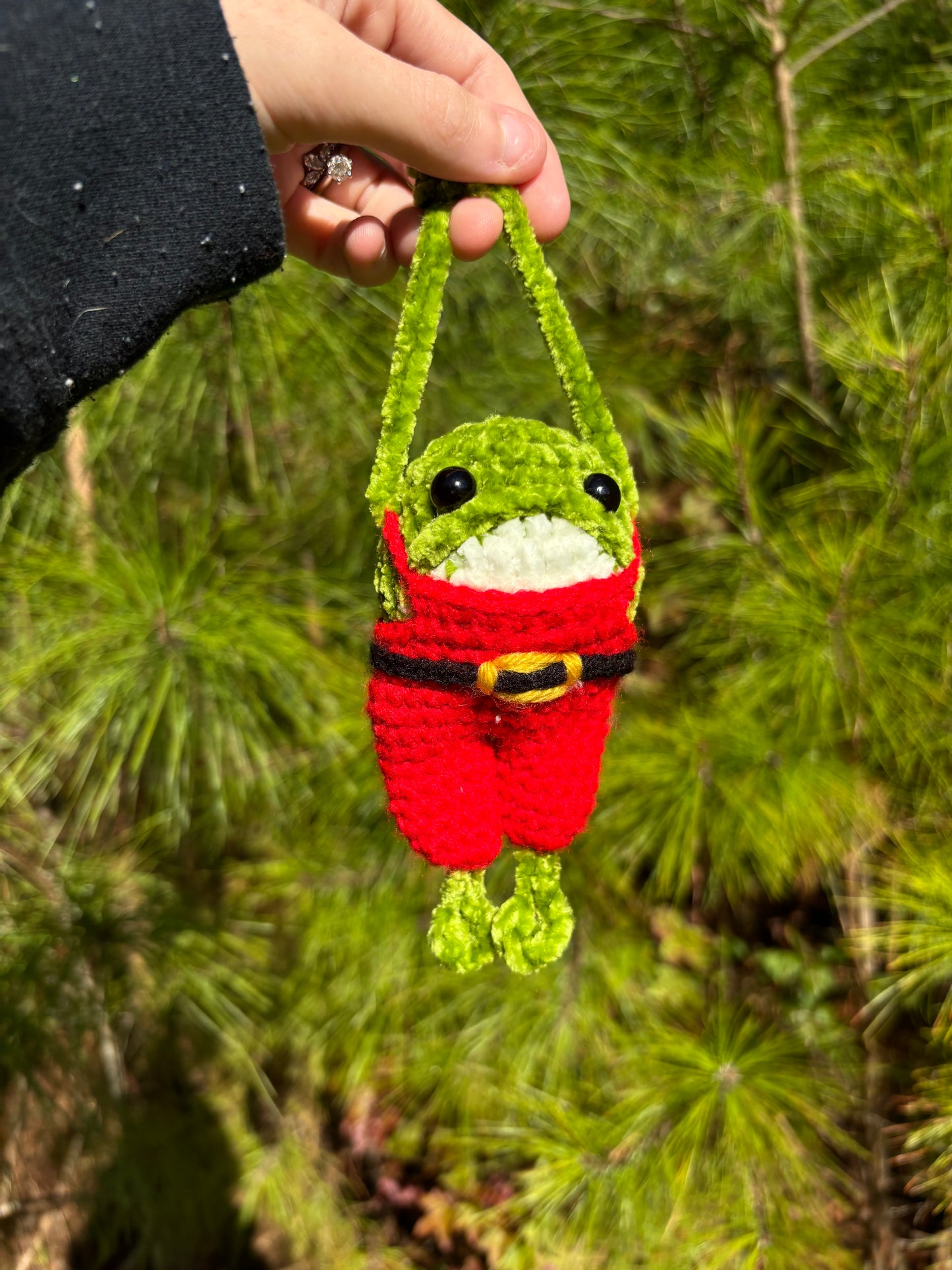 Santa Overalls Frog Bag Charm