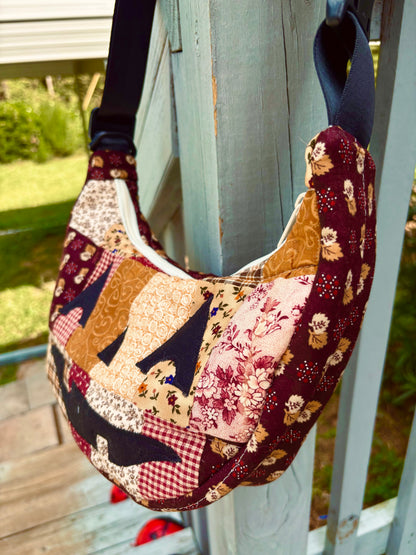 Halloween  Patchwork Jack-o-Lantern Pumpkin Crescent Bag (handmade)