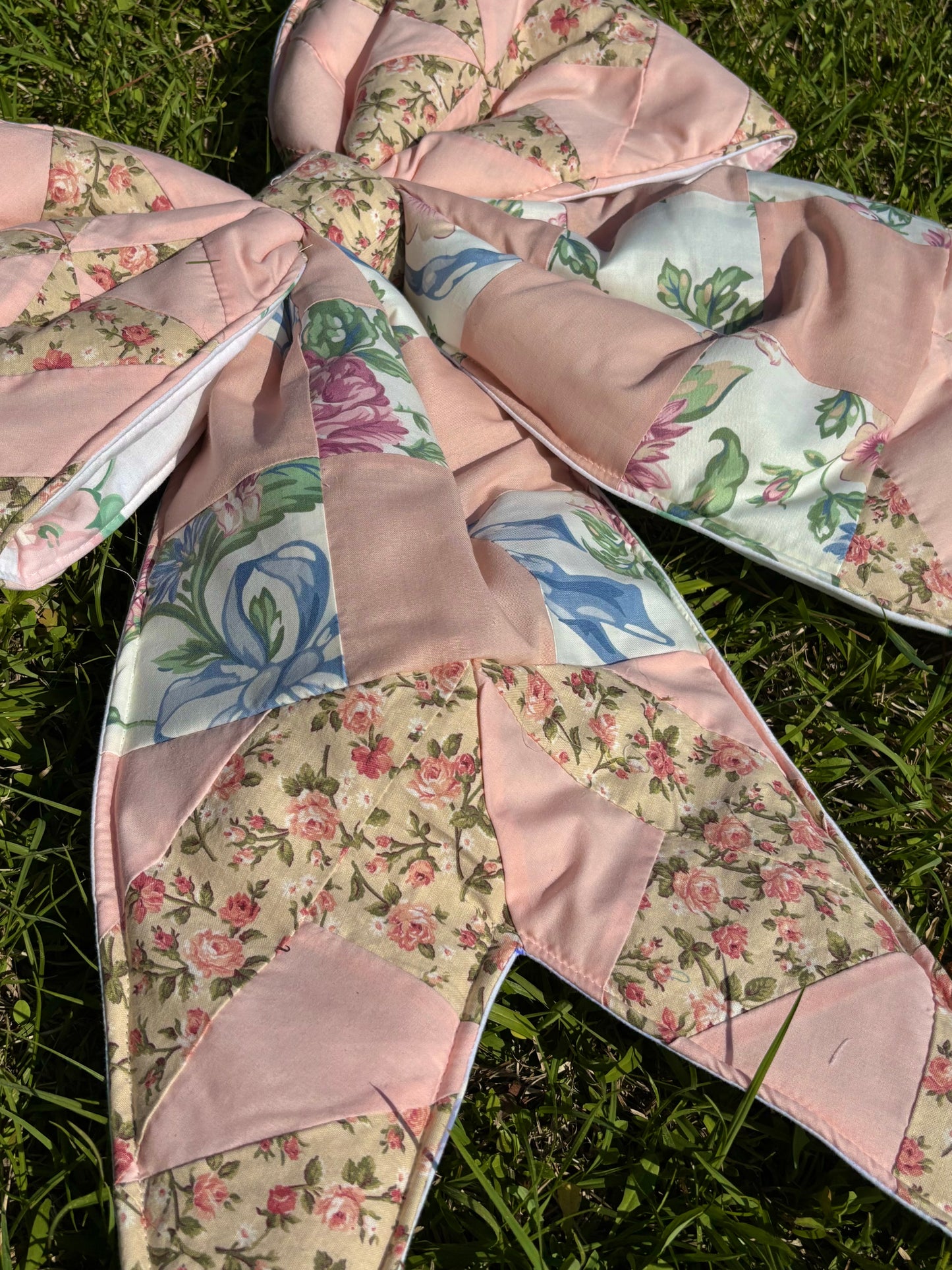 Pink  Vintage Quilt Door Bow Hanger