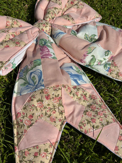 Pink  Vintage Quilt Door Bow Hanger