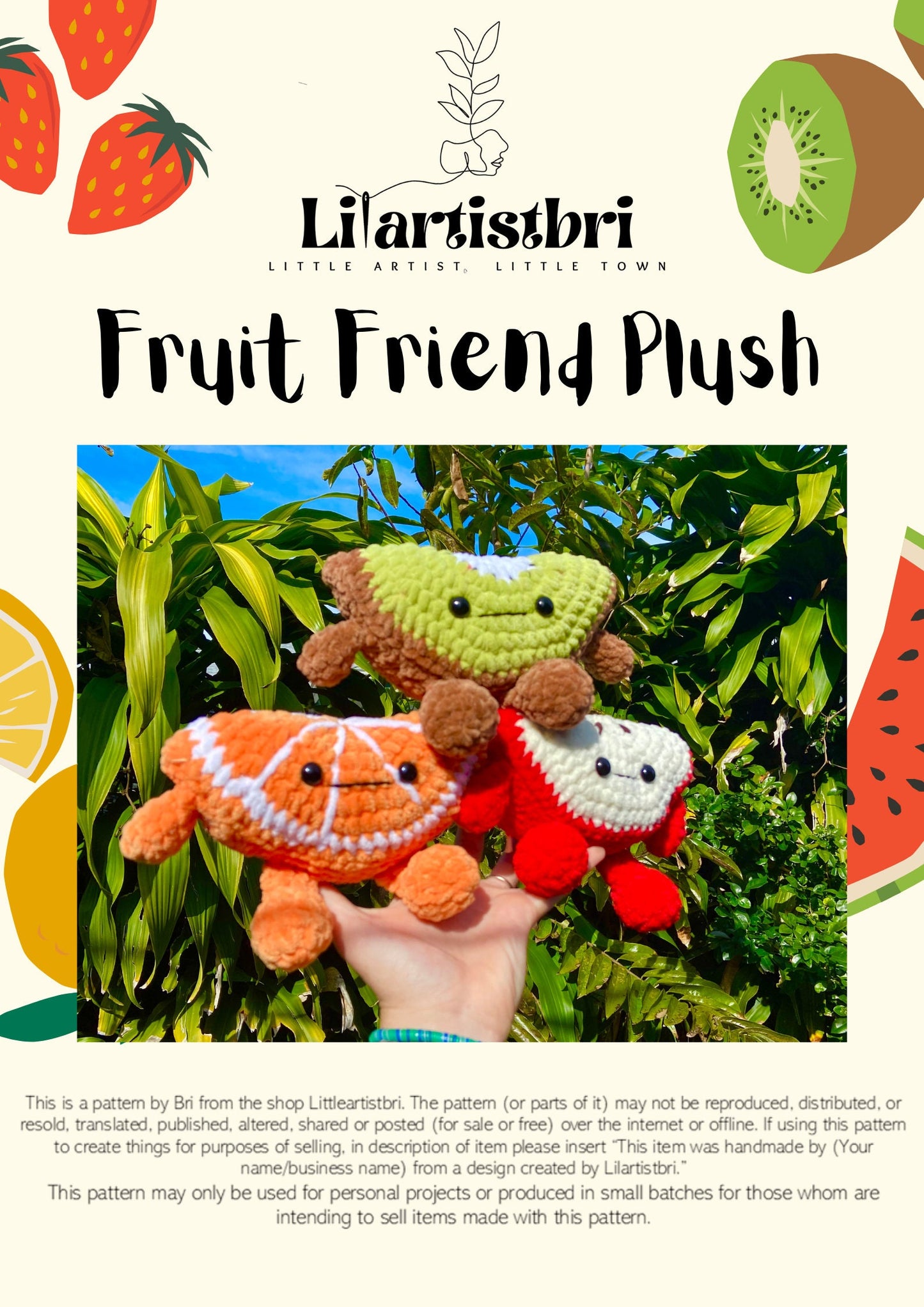 Fruit Friend Crochet Pattern Pack/ PDF/ Orange, Lime, Lemon, Grapefruit, Apple, Kiwi, Watermelon, Dragon Fruit