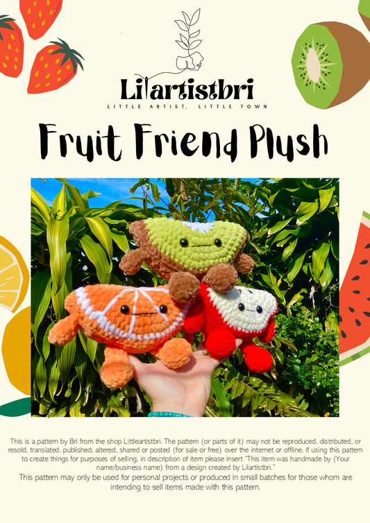 Fruit Friend Crochet Pattern Pack/ PDF/ Orange, Lime, Lemon, Grapefruit, Apple, Kiwi, Watermelon, Dragon Fruit