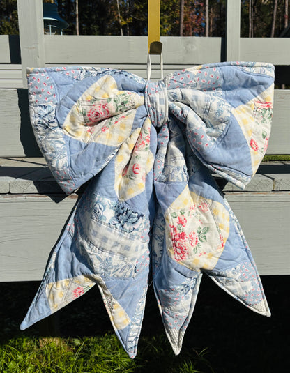 Blue Floral Quilt Bow