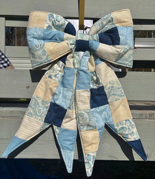 Coastal Hand Pieced REVERSIBLE Bow Door Hanger