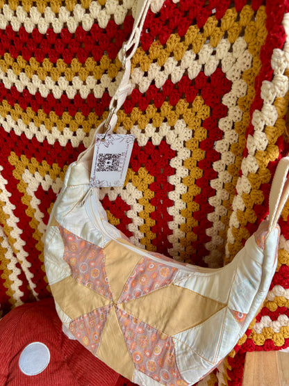 Handmade ONE OF A KIND 1950s Quilt Crescent Bag