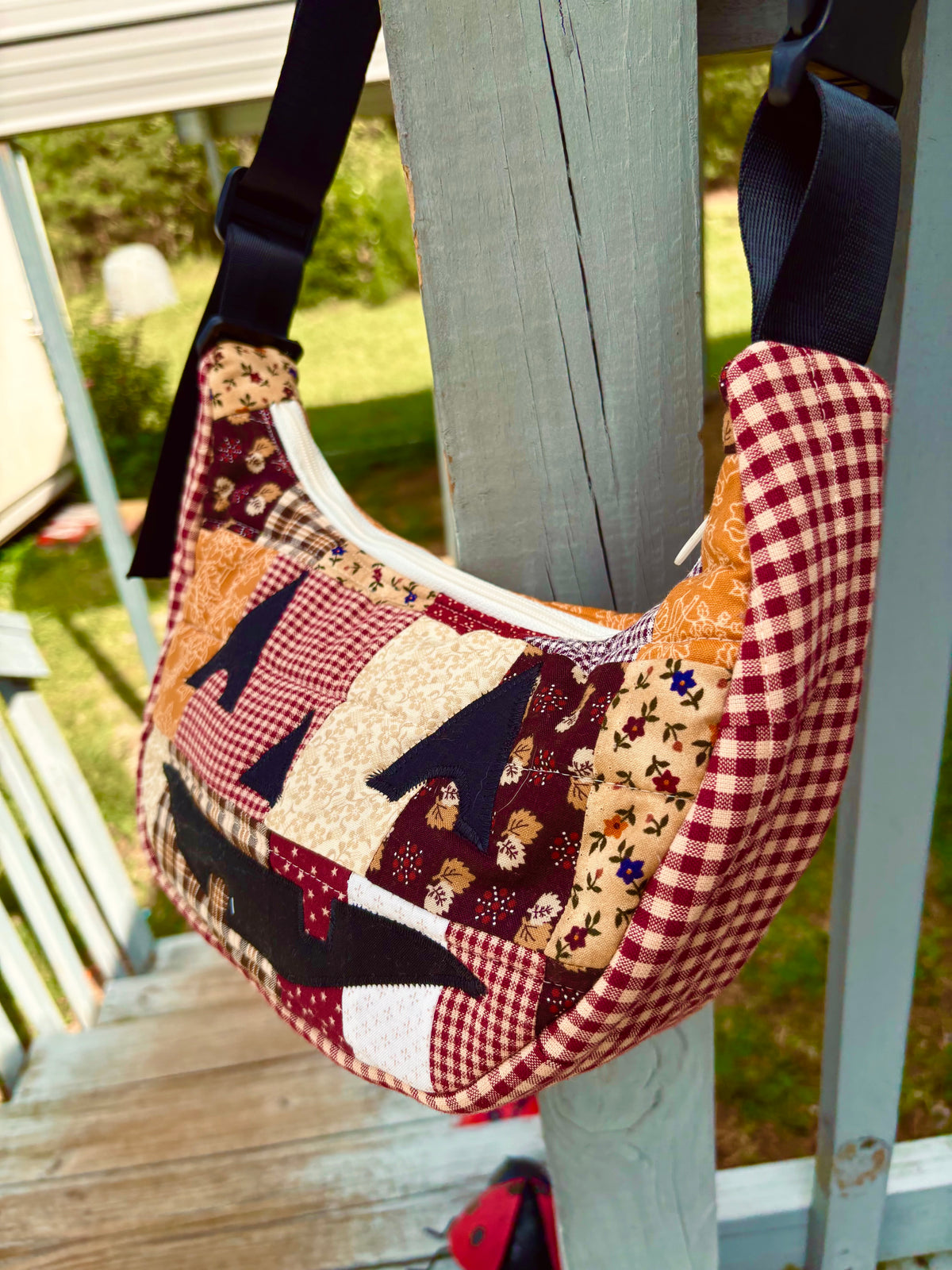 Halloween  Patchwork Jack-o-Lantern Pumpkin Crescent Bag (handmade)
