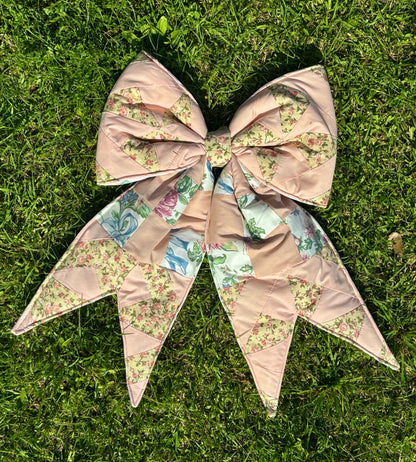Pink  Vintage Quilt Door Bow Hanger