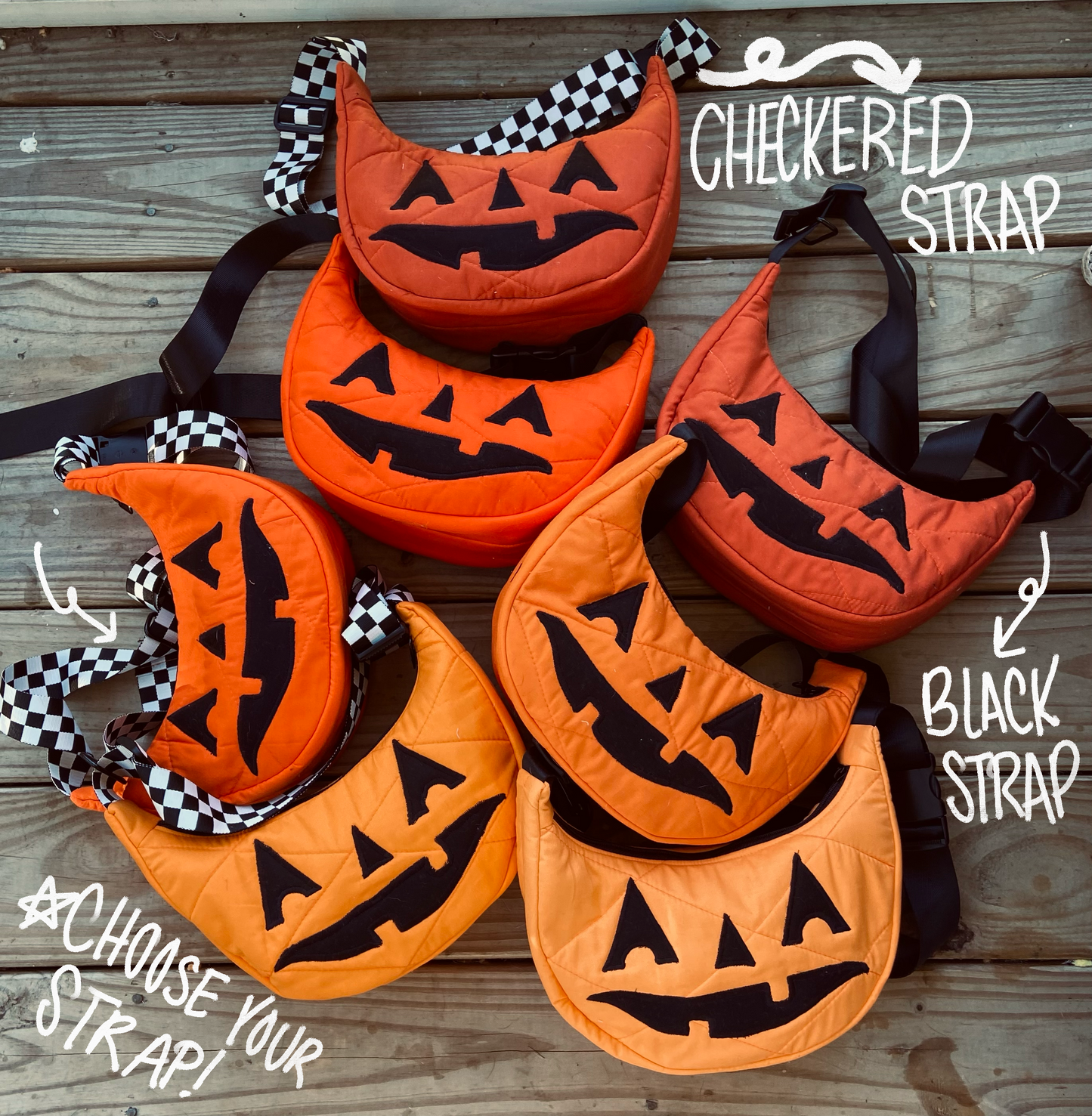 Halloween Jack-o-Lantern Pumpkin Crescent Bag (handmade)