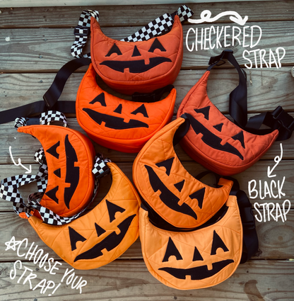 Halloween Jack-o-Lantern Pumpkin Crescent Bag (handmade)