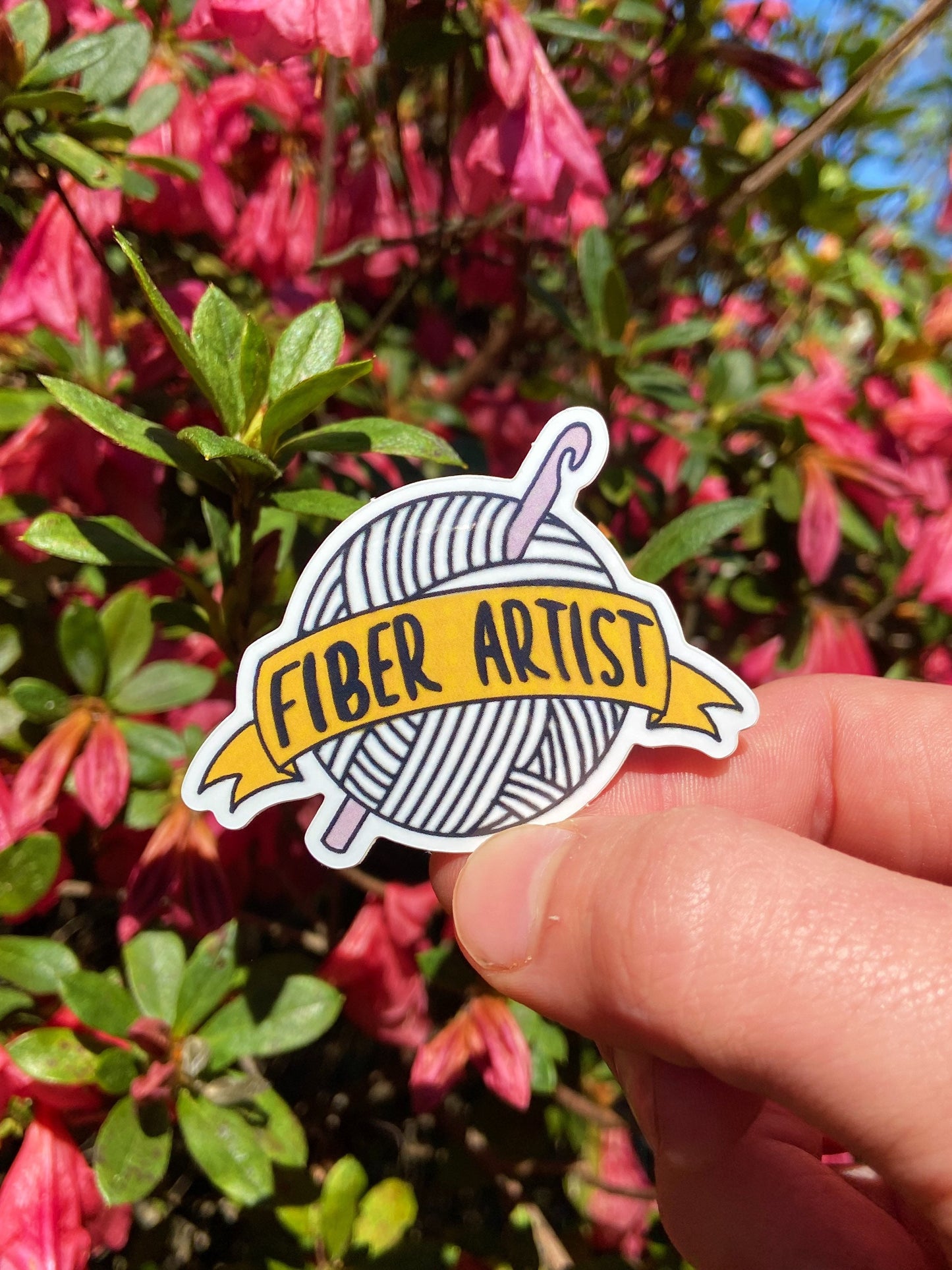 Sticker “Fiber Artist”/ Crochet, Knit, Fiber Art, Yarn, Sticker, Water Proof