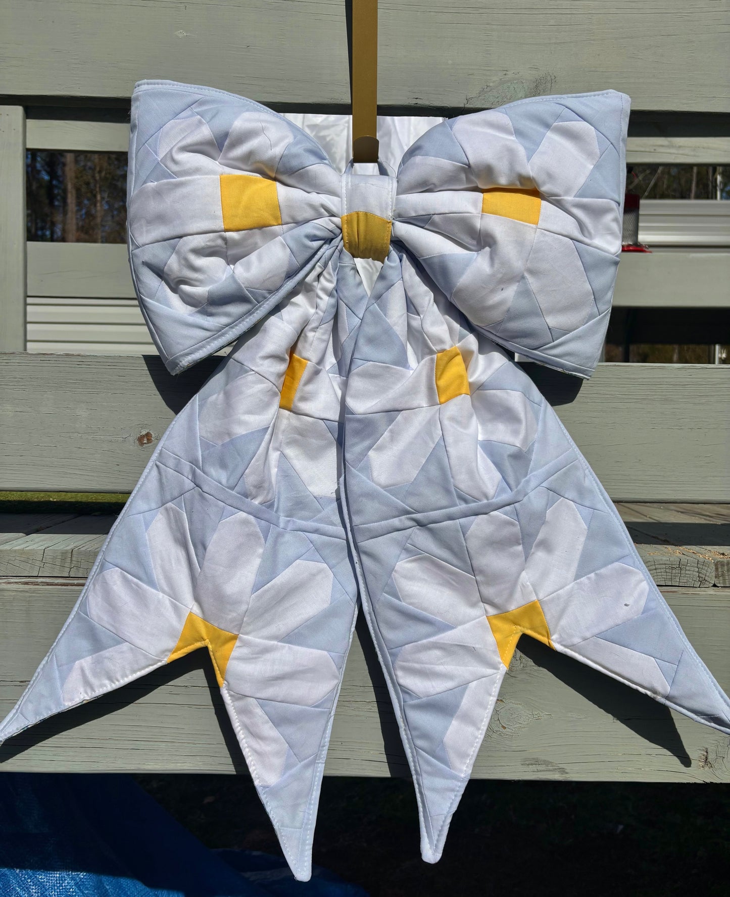 Daisy Hand Pieced REVERSIBLE Bow Door Hanger