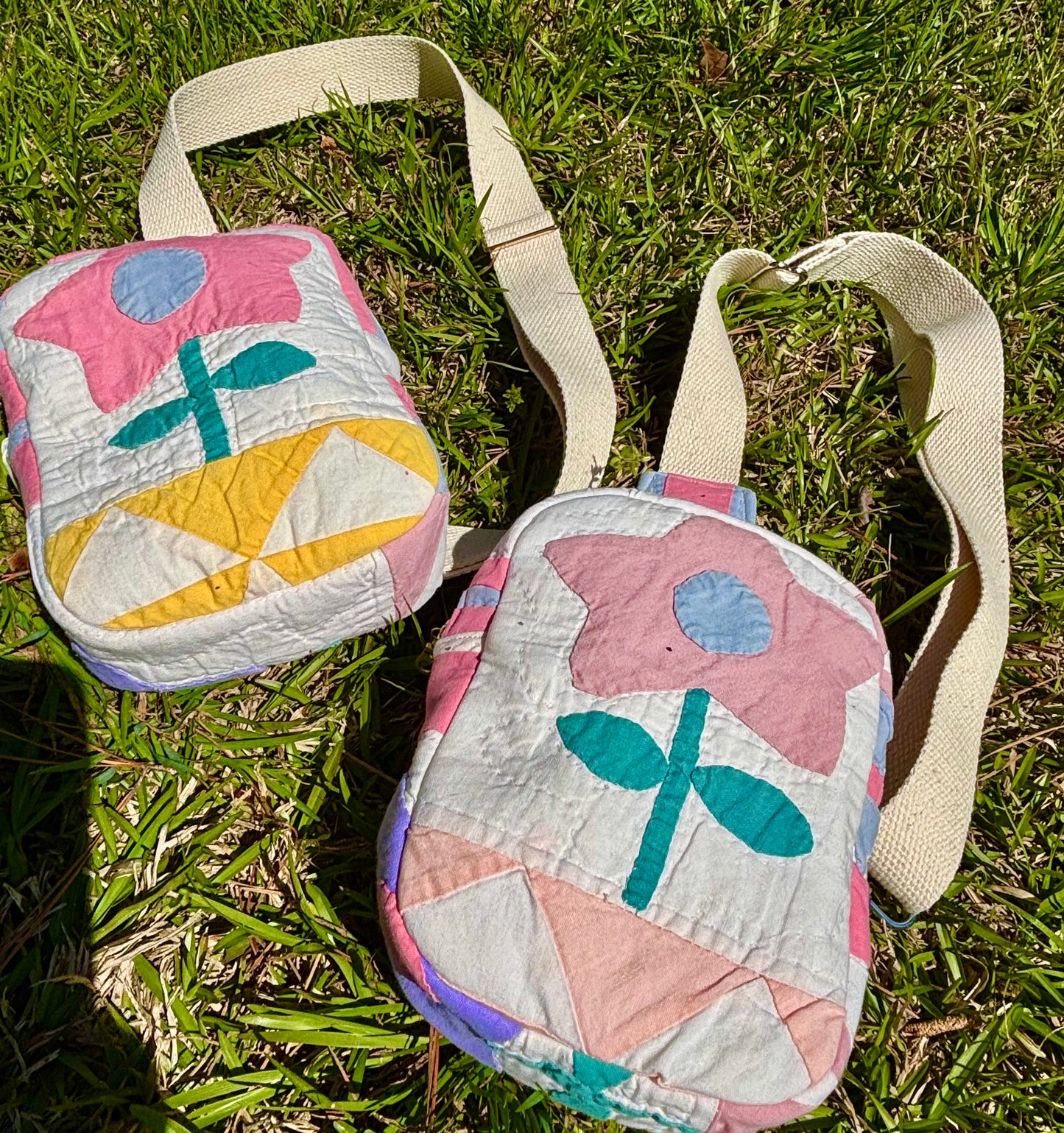Vintage Quilted Flower Crossbody Bag