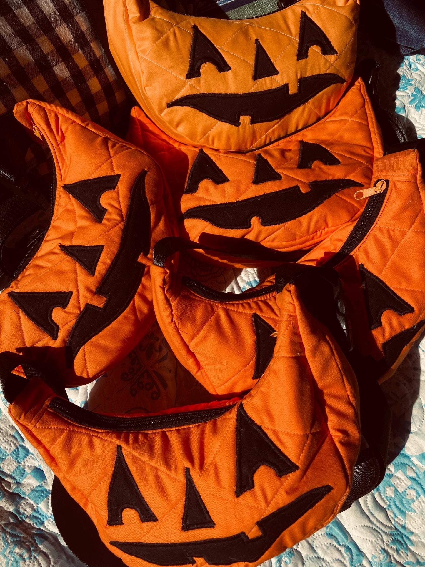 Halloween Jack-o-Lantern Pumpkin Crescent Bag (handmade)