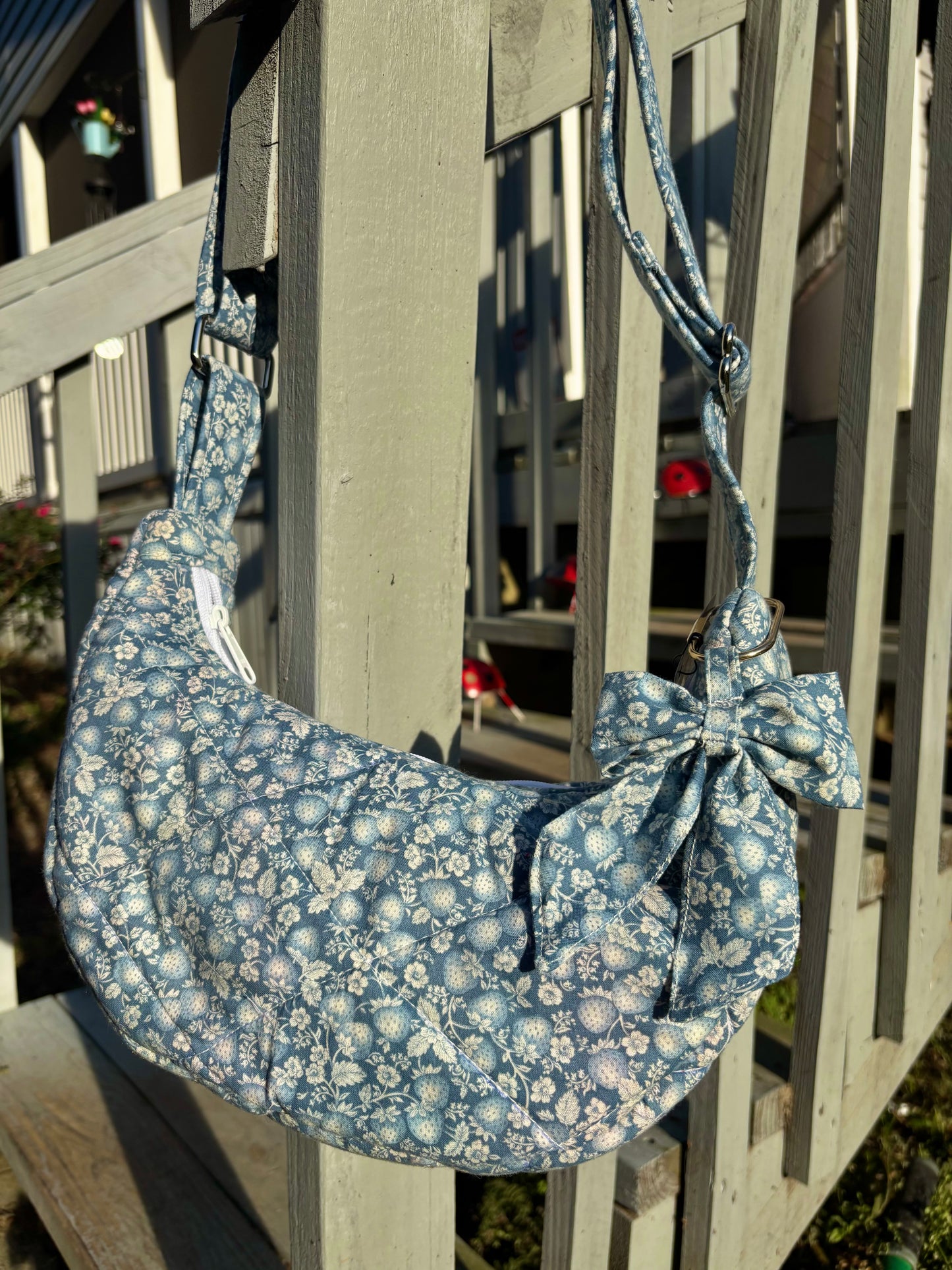 Handmade ONE OF A KIND Vintage Strawberry Crescent Bag