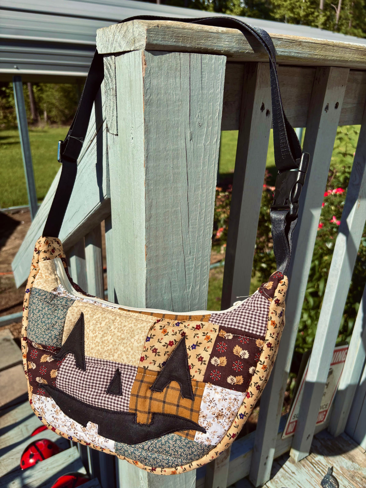 Halloween  Patchwork Jack-o-Lantern Pumpkin Crescent Bag (handmade)