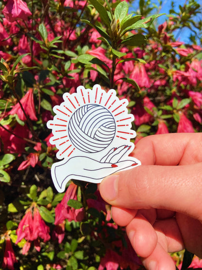 Boho Hand Yarn sticker / Crochet, Knit, Fiber Art, Yarn, Funny, Cute, Waterproof