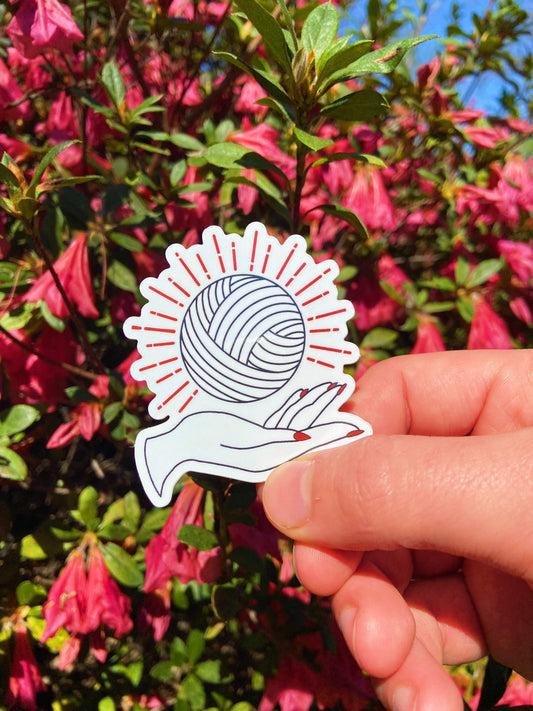 Boho Hand Yarn sticker / Crochet, Knit, Fiber Art, Yarn, Funny, Cute, Waterproof