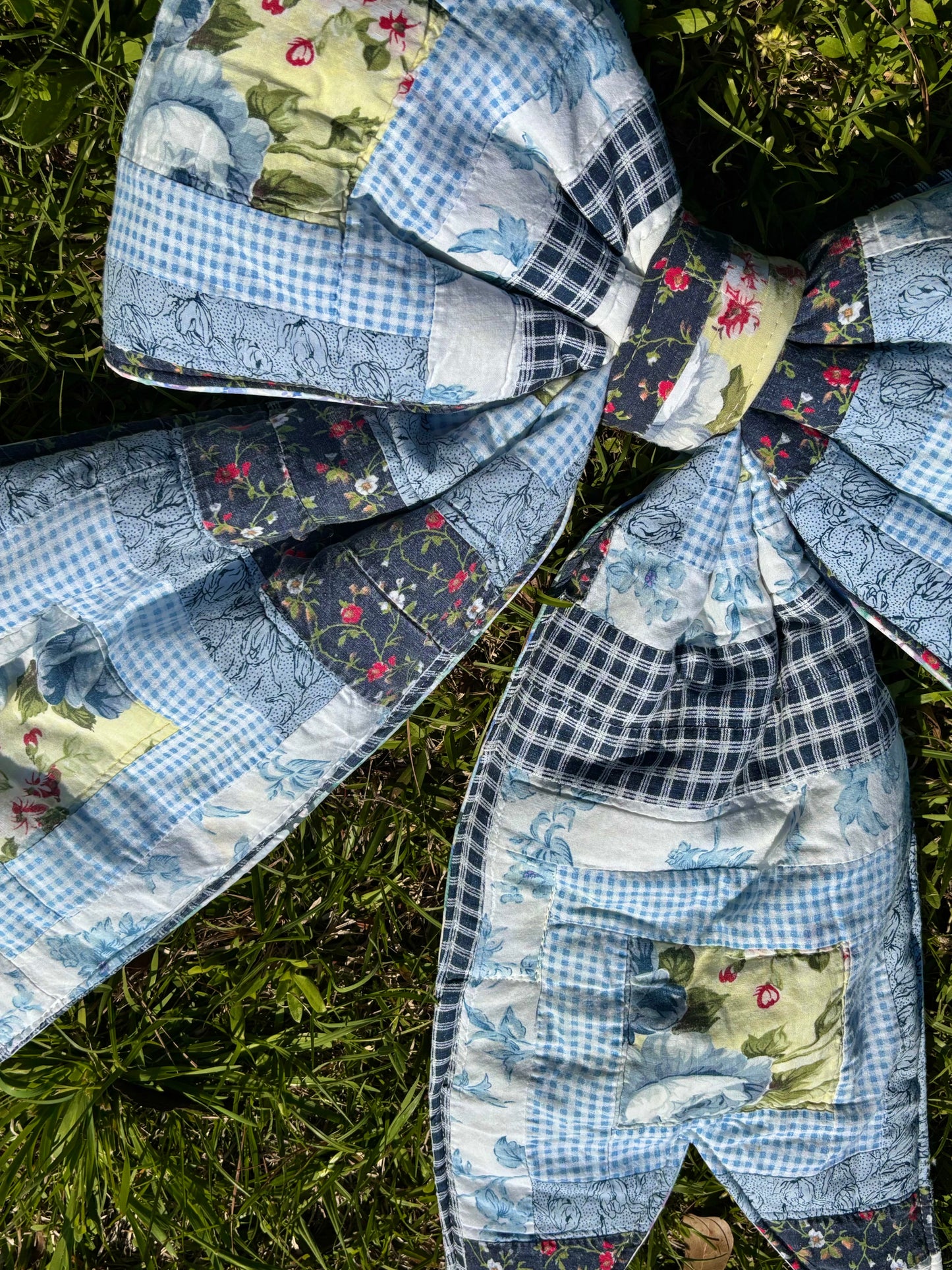 Blue Vintage Quilt Door Bow Hanger