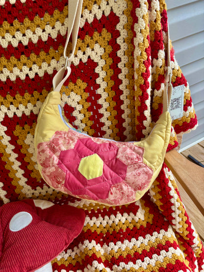 Handmade ONE OF A KIND Vintage Flower block Bag