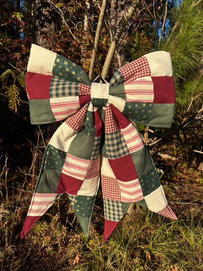 Christmas (Gold Snowflakes REVERSIBLE Bow Door Hanger/ Tree Topper