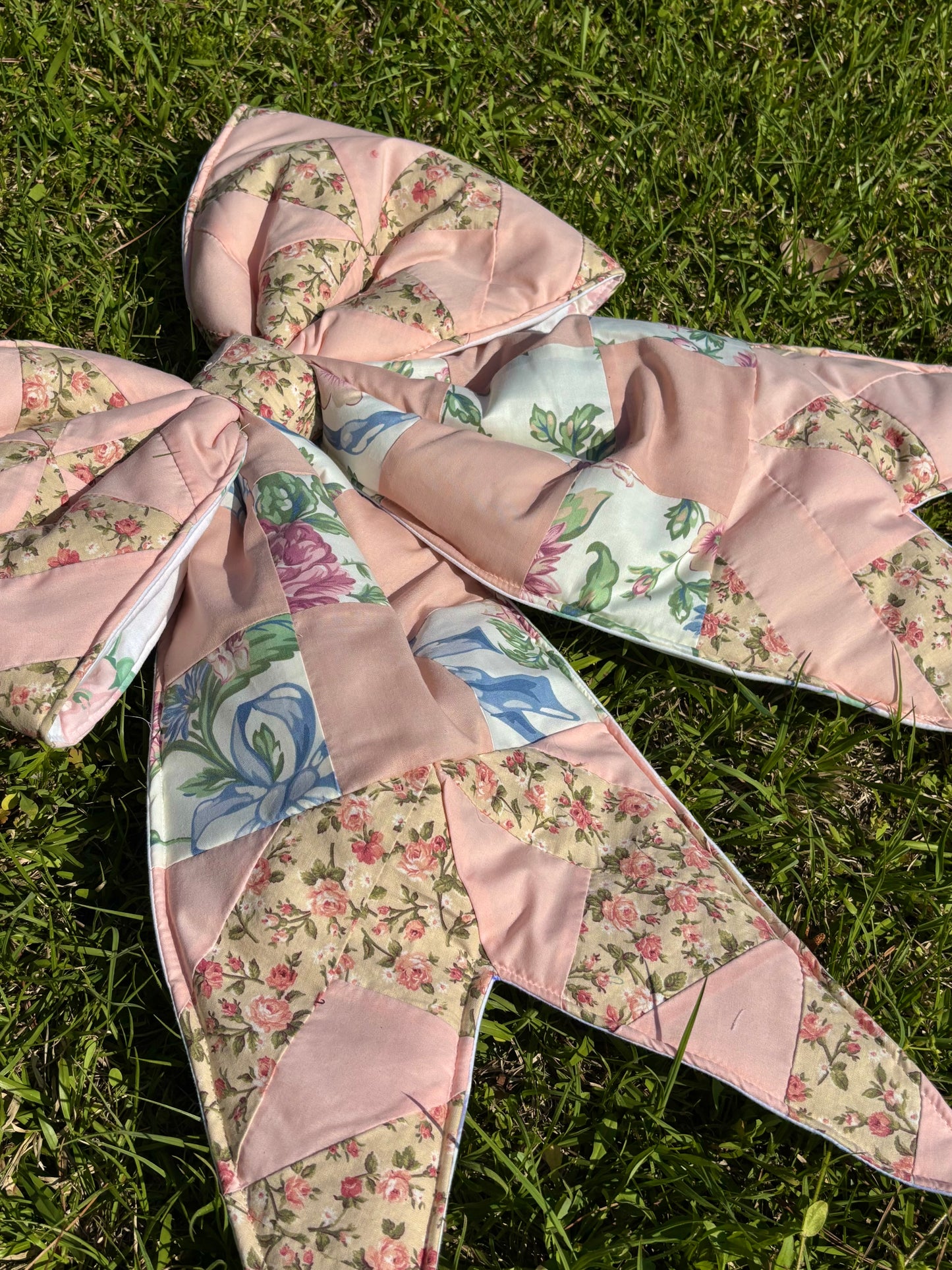 Pink  Vintage Quilt Door Bow Hanger