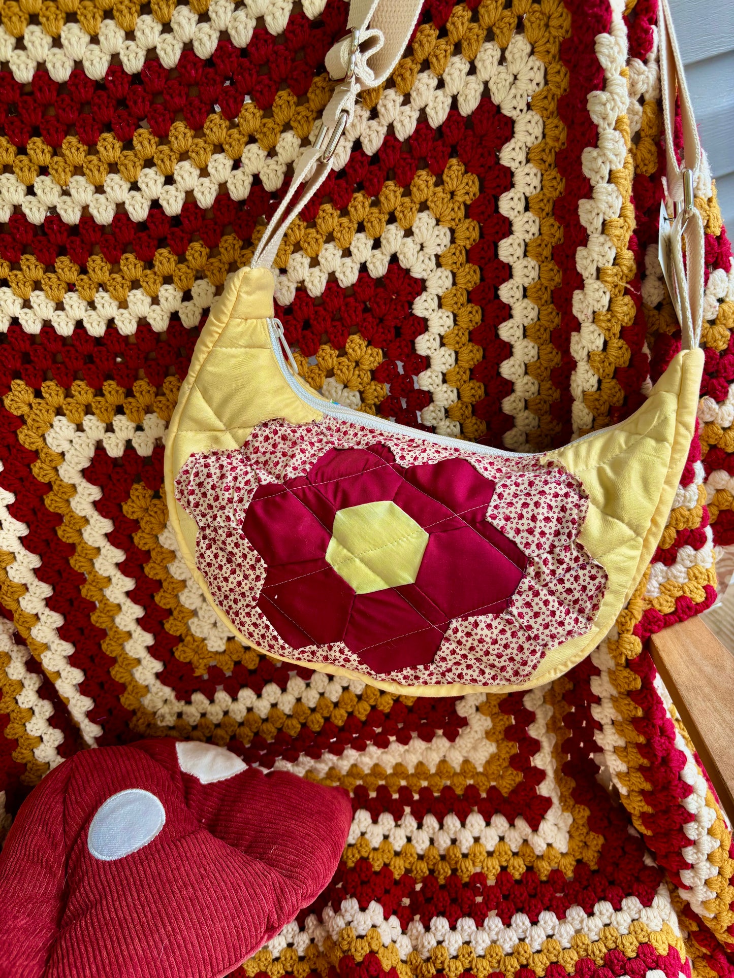 Handmade ONE OF A KIND Vintage Flower block Bag