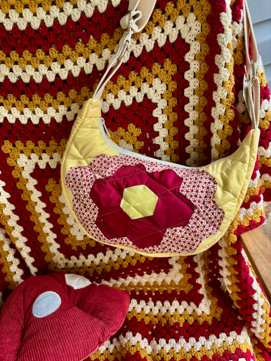 Handmade ONE OF A KIND Vintage Flower block Bag