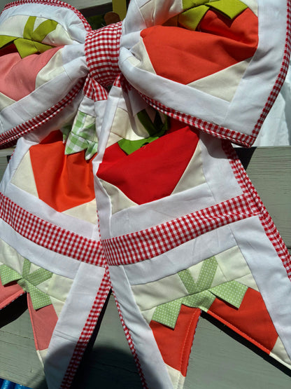 Strawberry Hand Pieced REVERSIBLE Bow Door Hanger