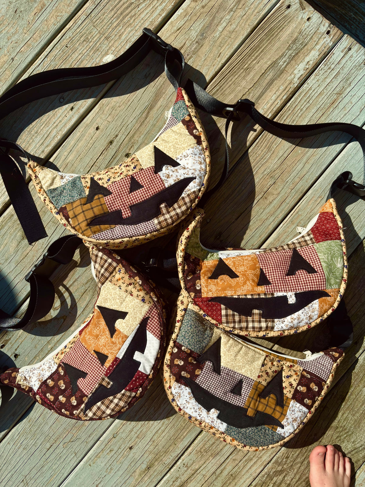 Halloween  Patchwork Jack-o-Lantern Pumpkin Crescent Bag (handmade)