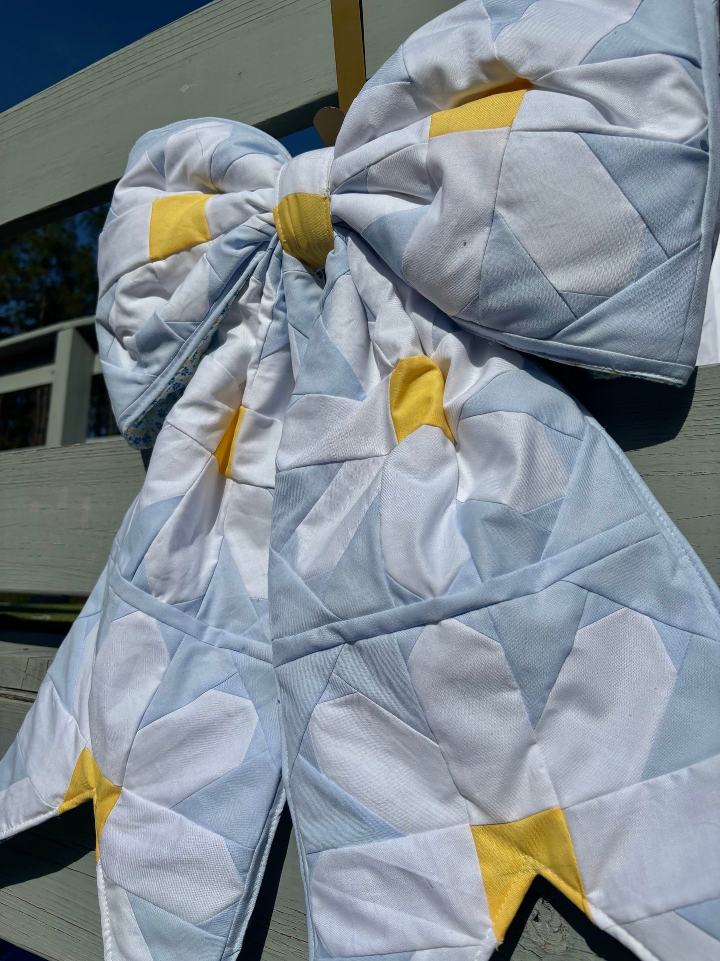 Daisy Hand Pieced REVERSIBLE Bow Door Hanger