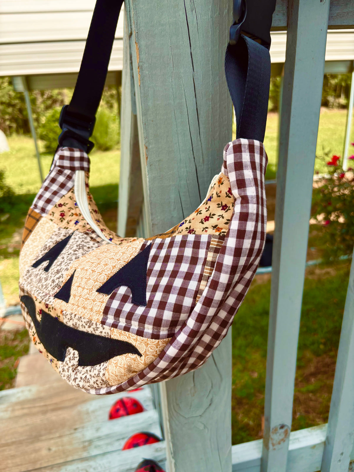 Halloween  Patchwork Jack-o-Lantern Pumpkin Crescent Bag (handmade)
