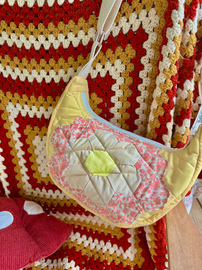 Handmade ONE OF A KIND Vintage Flower block Bag