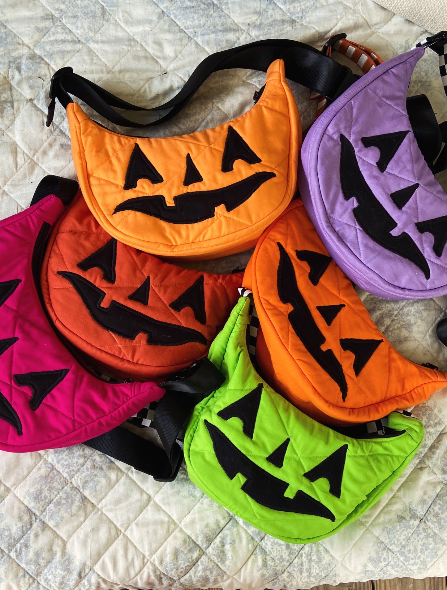 Halloween Jack-o-Lantern Pumpkin Crescent Bag (handmade)