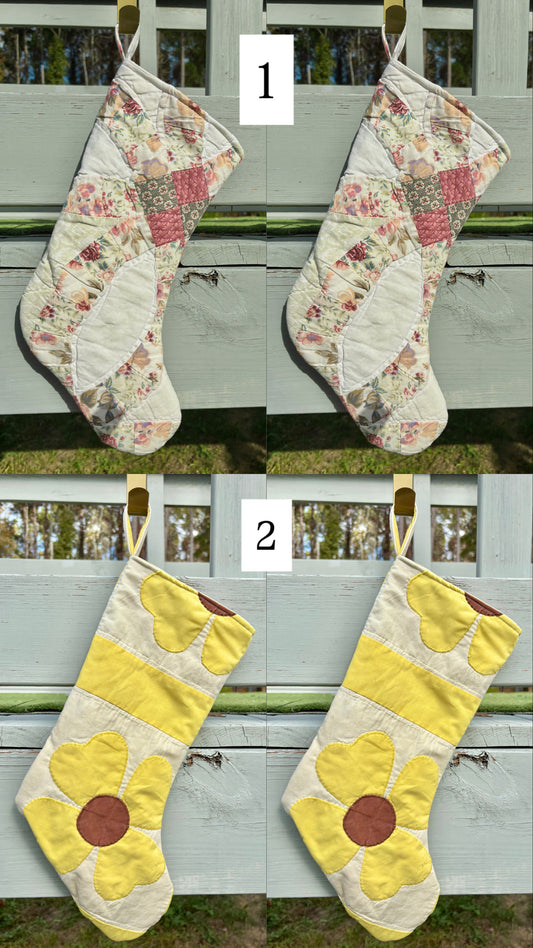 Reworked Vintage Quilt One of a Kind Stockings