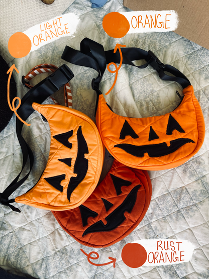 Halloween Jack-o-Lantern Pumpkin Crescent Bag (handmade)