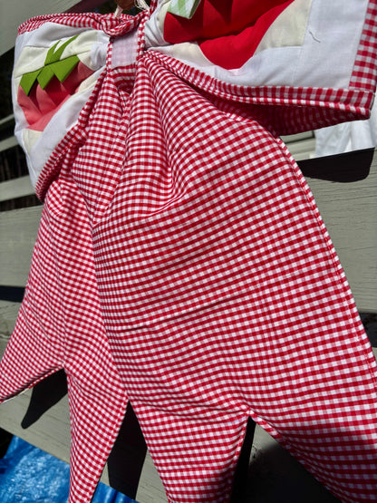 Strawberry Hand Pieced REVERSIBLE Bow Door Hanger