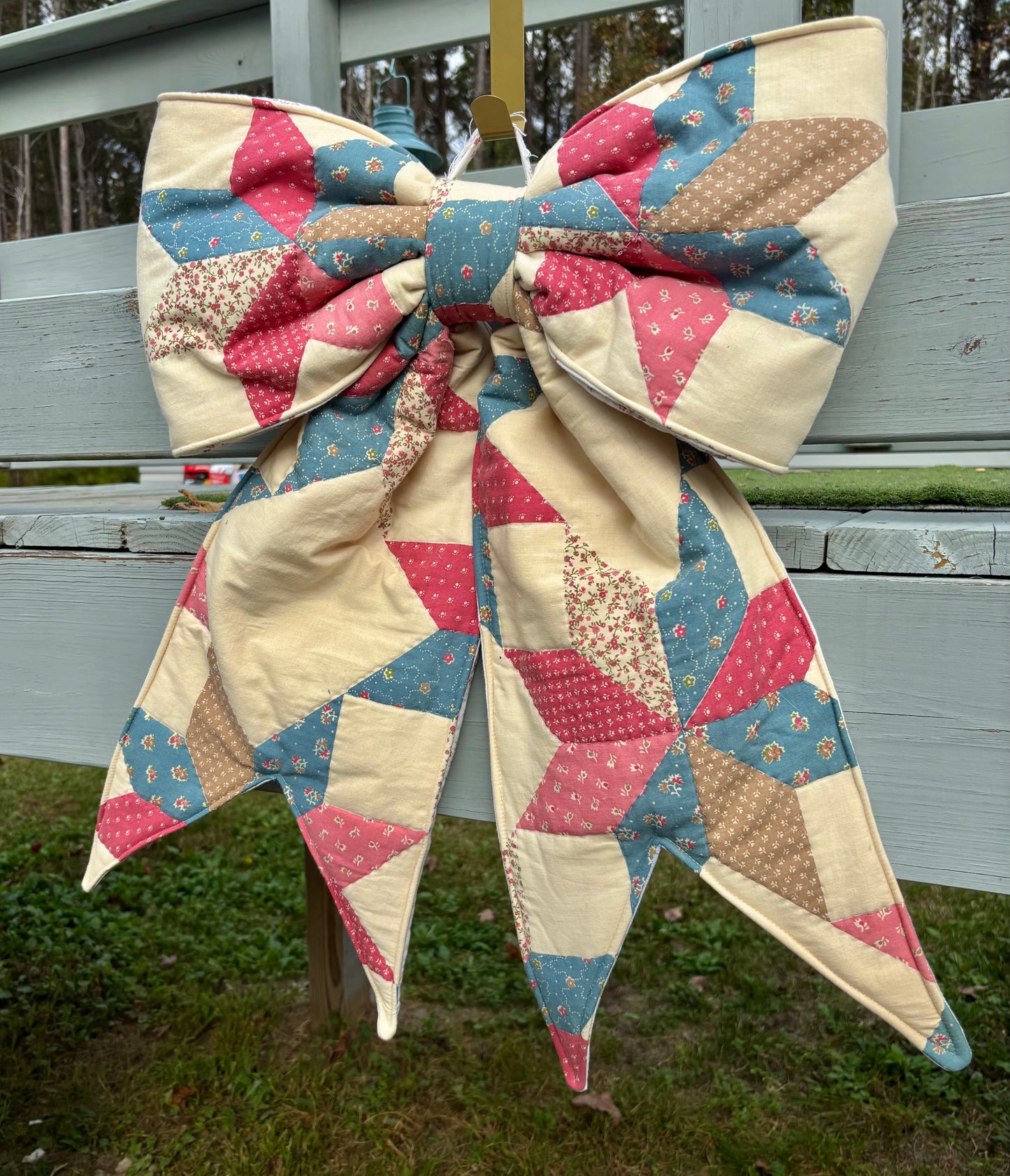 Pink & Blue Stars REVERSIBLE Bow Door Hanger/ Tree Topper