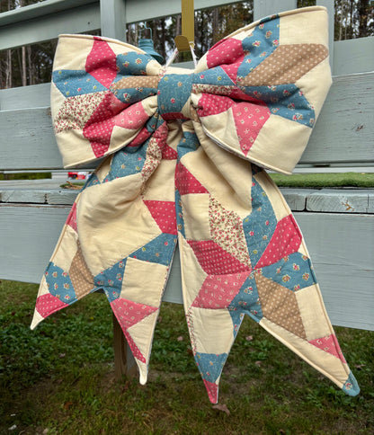 Pink & Blue Stars REVERSIBLE Bow Door Hanger/ Tree Topper