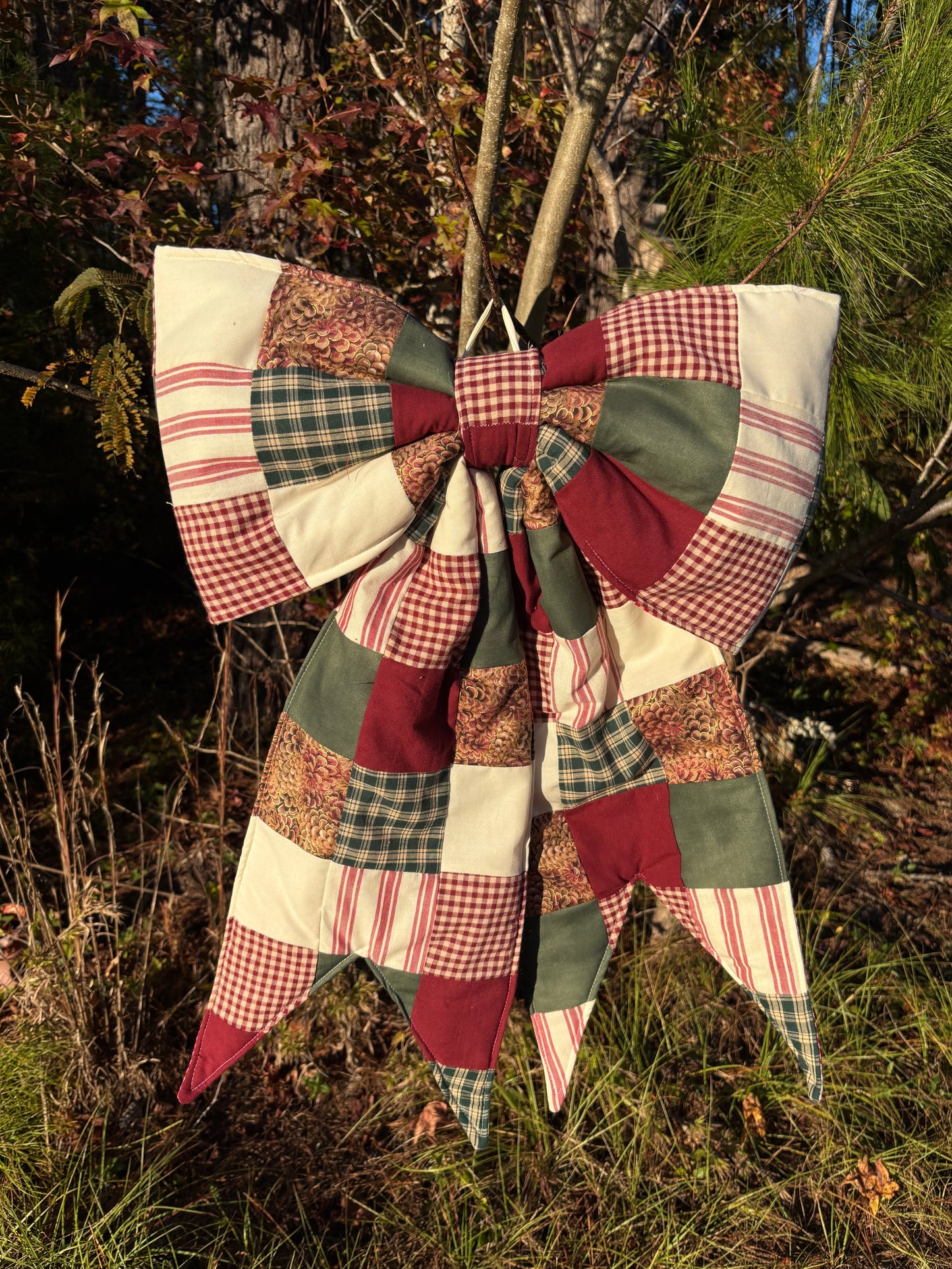 Christmas (pinecone) REVERSIBLE Bow Door Hanger/ Tree Topper