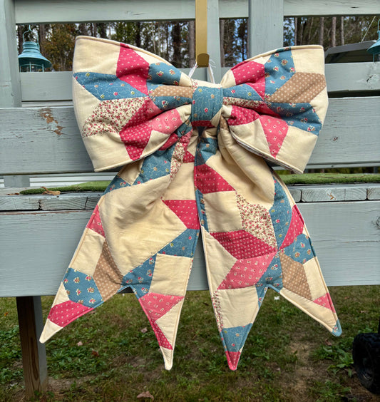 Pink & Blue Stars REVERSIBLE Bow Door Hanger/ Tree Topper