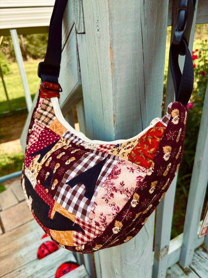 Halloween  Patchwork Jack-o-Lantern Pumpkin Crescent Bag (handmade)