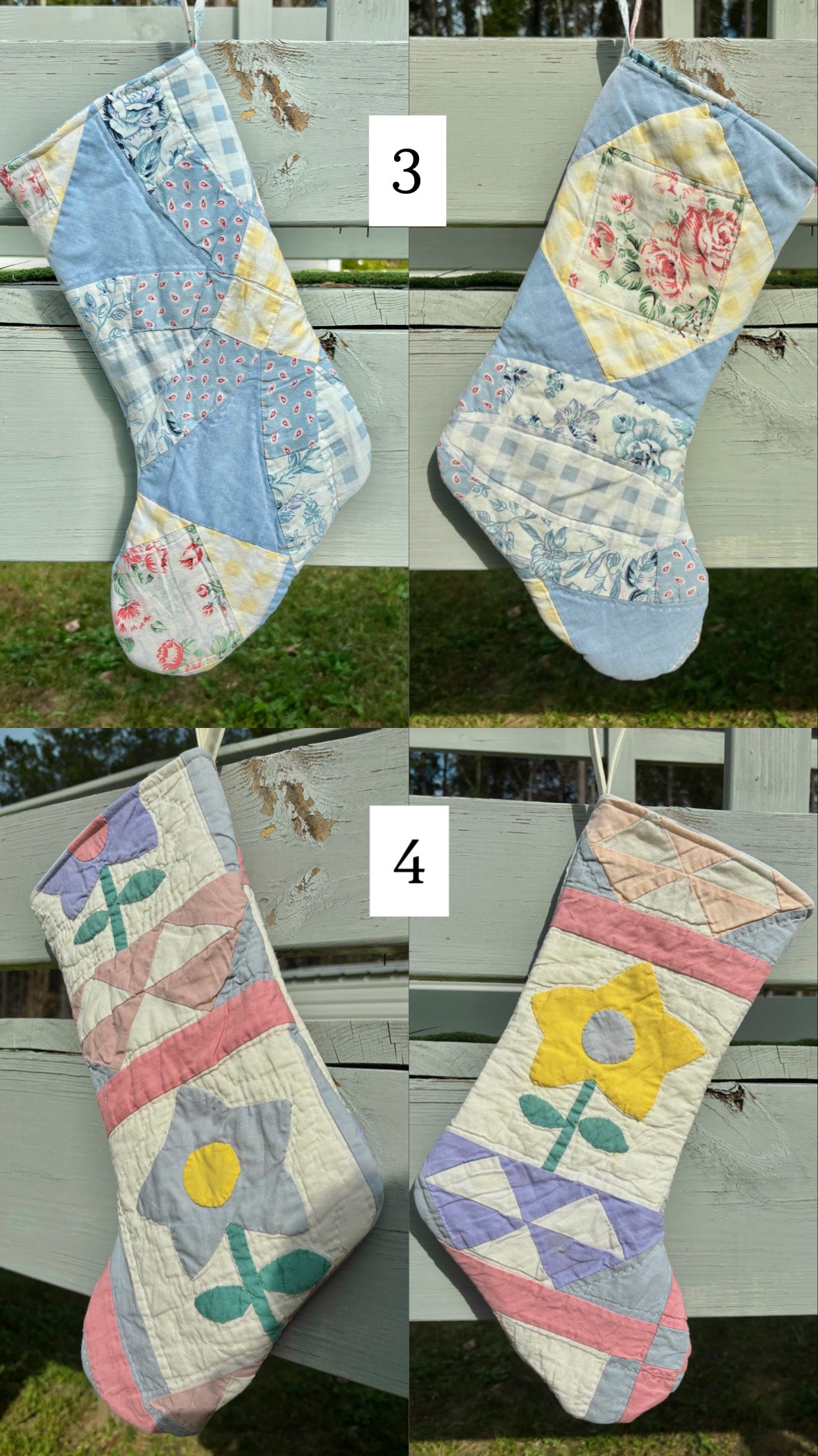 Reworked Vintage Quilt One of a Kind Stockings