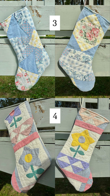 Reworked Vintage Quilt One of a Kind Stockings