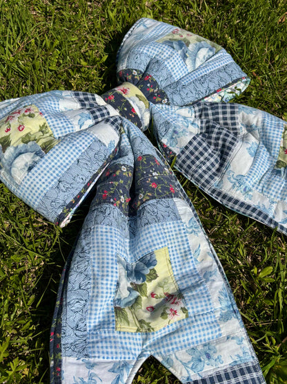Blue Vintage Quilt Door Bow Hanger
