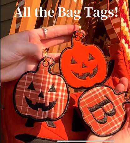 Custom Initial Pumpkin Bag Tag