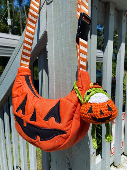 Halloween Jack-o-Lantern Pumpkin Crescent Bag (handmade)