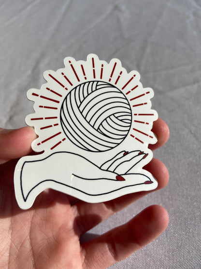 Boho Hand Yarn sticker / Crochet, Knit, Fiber Art, Yarn, Funny, Cute, Waterproof